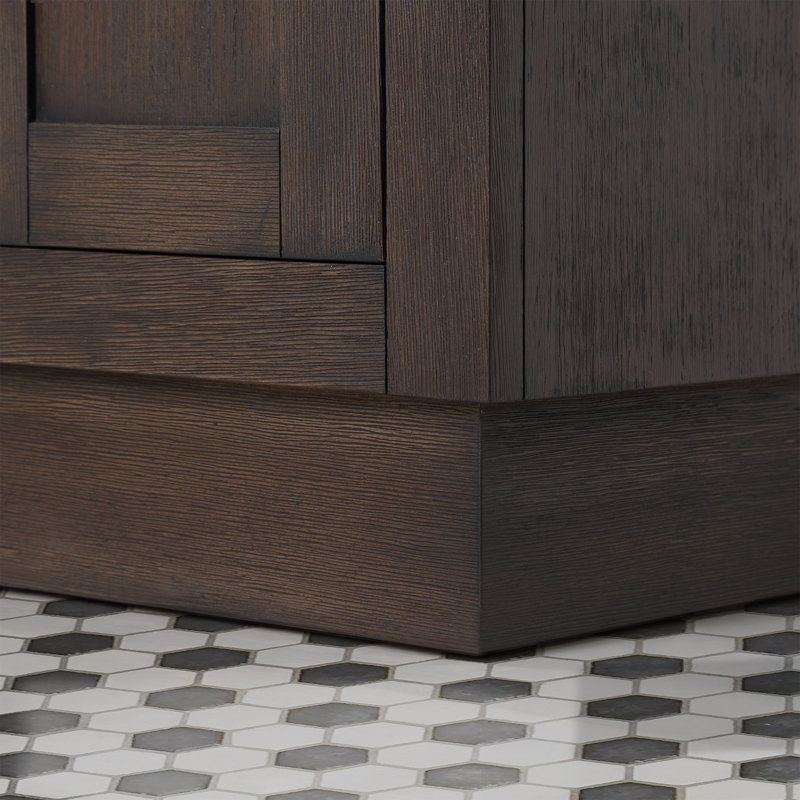 Meuble-lavabo de comptoir en marbre 24 po avec robinet Chestnut, Chêne brun / or satiné, Non