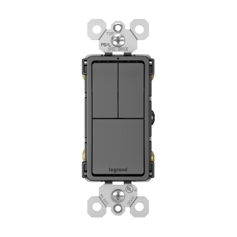 radiant 15 Amp Combination Single Pole/Single Pole/3-Way Rocker Light Switch