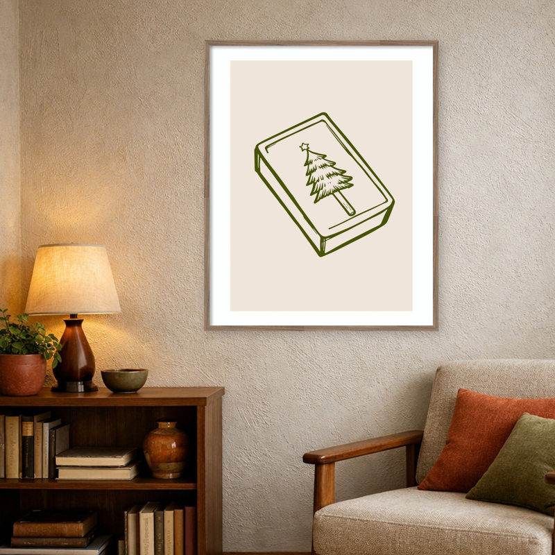 Christmasmatches par Treechild, affiche encadrée en bois, L 33 po x H 41 po, Noyer svelte