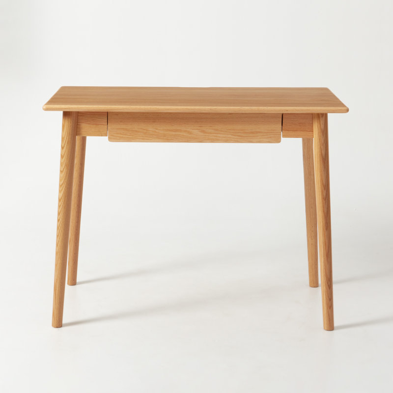 39"W MCM Solid Oak Writing Desk Tapered Angled Legs With Drawer , 39"W, Natural