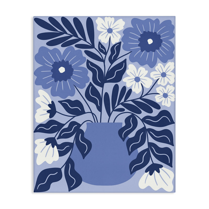 Art mural sur toile Funky Blue Florals par Taylor Shannon Designs, H 30 po x l 24 po