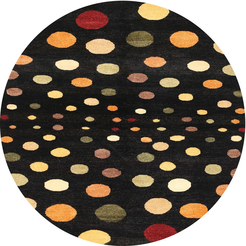 Tapis contemporain noir / rouge, Rond 3 pi