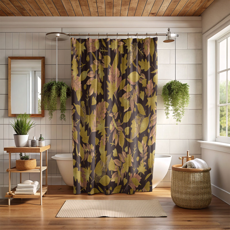 Fall Riches - Rideau de douche standard 1 pièce, H 74 po x l 71 po