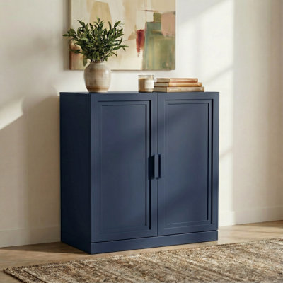  Armoire de rangement en bois avec tablettes réglables pour le hall d'entrée de la cuisine, 31 po x l 31 po, bleu marine