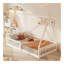 Lit simple en bois avec clôture, blanc