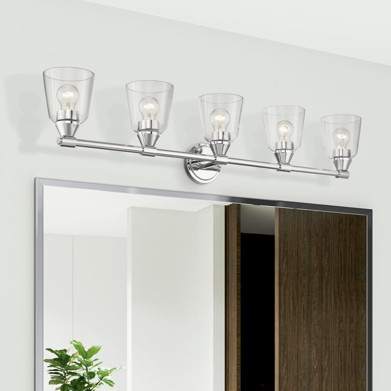 Éclairage pour meuble-lavabo à 5 lumières Adelinda, Chrome poli