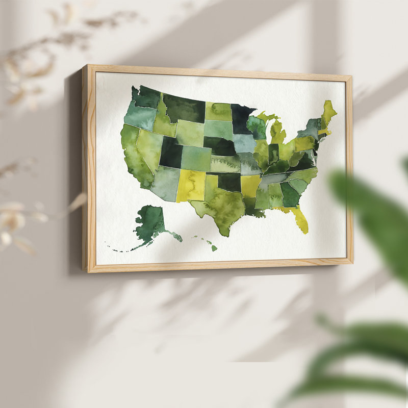 «USA in Watercolor I», reproduction encadrée, Naturel, H 22 po x l 28 po