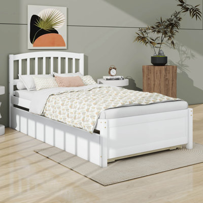 Lit simple avec lit gigogne en bois