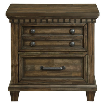 Millwood Pines Aleydis 2-Drawer Nightstand with USB