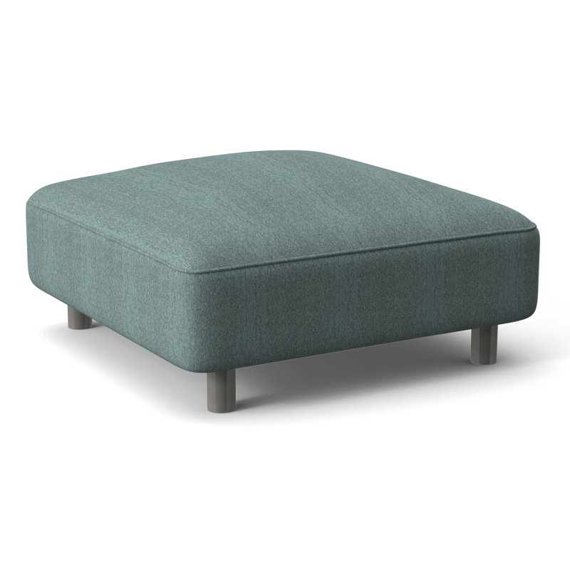 Avanni Outdoor Ottoman with Cushion, Light Grey Vinyl 6503-010, Silver