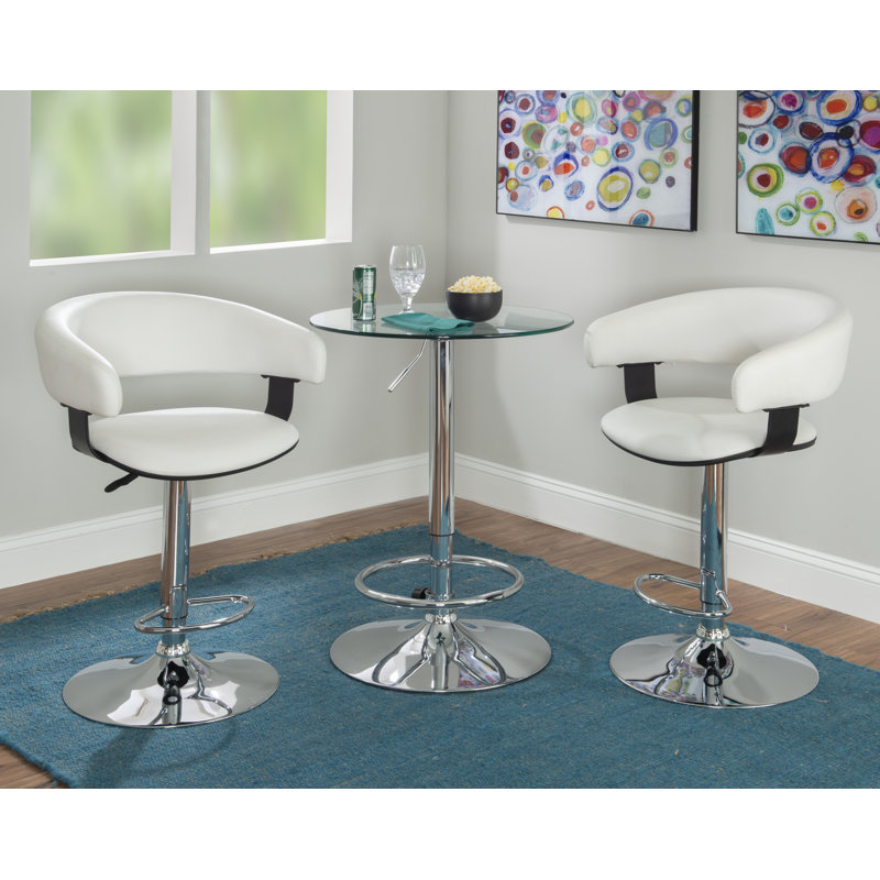 Aishvi 2 - Person Pedestal Dining Set, Chrome, White