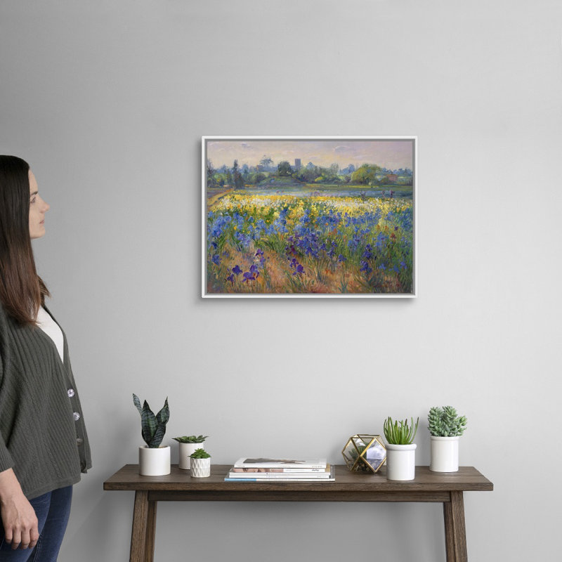 «Blue Haze at Burgate» par Timothy Easton, reproduction sur toile, H 20 po x l 26 po x P 1,75 po, Cadre blanc