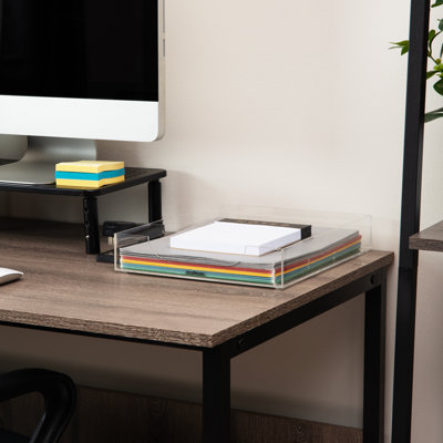  Paper Tray, Desktop Organizer, File Storage, Modern, Office, Acrylic, 10.25"L x 12.5"W x 2"H