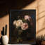 Reproduction d'art encadrée noire avec pivoines rétro-230312704