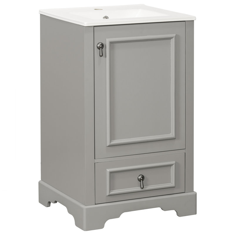 Meuble-lavabo 20 po avec lavabo en céramique, Gris