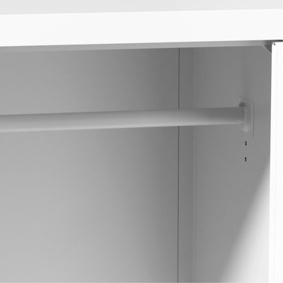 47.2" Narrow Metal Storage Closet with Single Louvered Door, Freestanding Slim Wardrobe Cabinet with Anti-Tip Kit & Hanging Rail,  Lightweight Closet for Small Apartments, Dorm, Renters