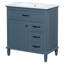 Meuble-lavabo et lavabo moderne 30 pouces, bois massif et bois aggloméré, gris-bleu