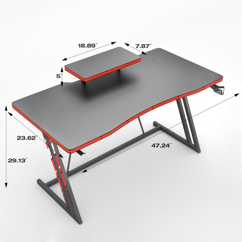 Dorazio 47.24'' Gaming Computer Desk with Monitor Stand, 28" H x 47.24" W x 23" D