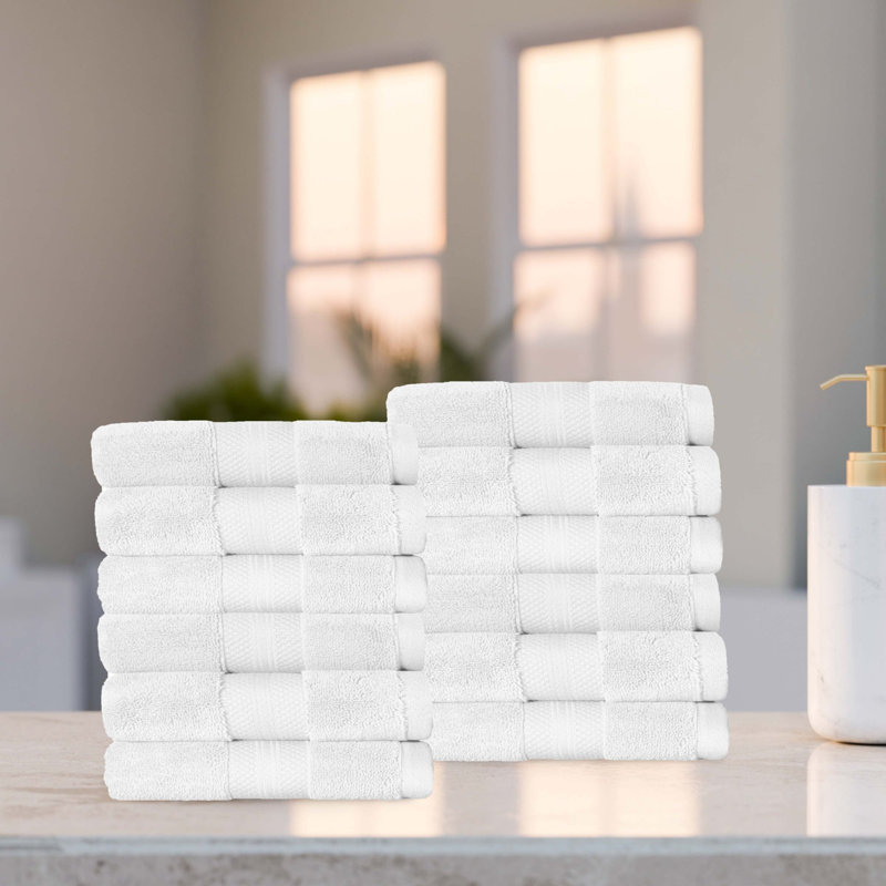 Collection de serviettes finlandaises en peluche 100% turque, Blanc, Essuie-mains - paquet de 12