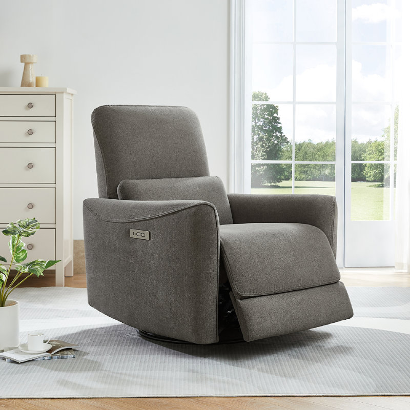 Fauteuil inclinable électrique pivotant rembourré, Gris métallique
