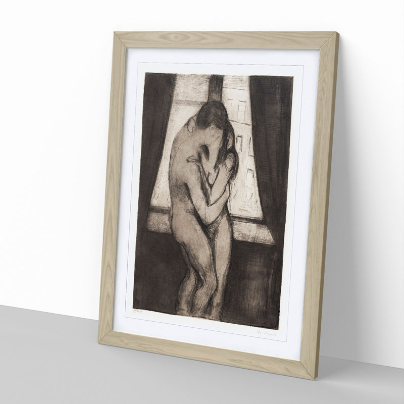 The Kiss Vol.1 by Edvard Munch - Picture Frame Painting, Oak, 65cm H x 48cm W x 2cm D