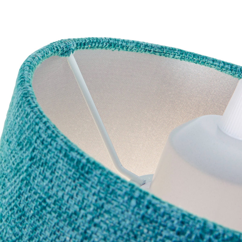 Ibiza Linen Drum Lamp Shade, 20cm H x 30cm W x 30cm D, Teal