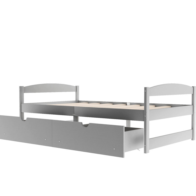 Lit plateforme gris avec options de tiroirs - rangement polyvalent et fonctionnel pour maximiser l'espace, Gris