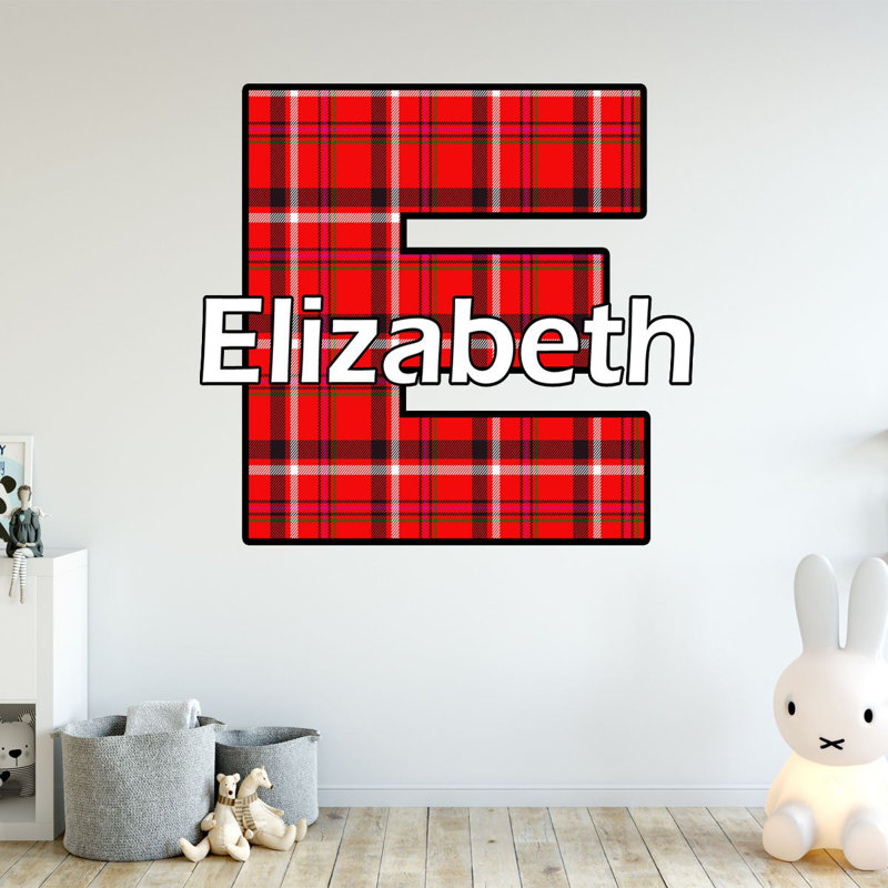 Décalcomanie murale nom personnalisé pour chambre lumberjack, H 18 po x l 18 po, Rouge, Oui