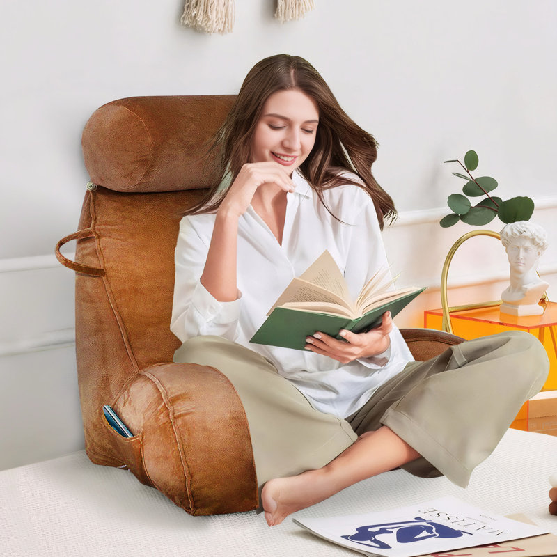 Velvet Backrest Pillow, Brown