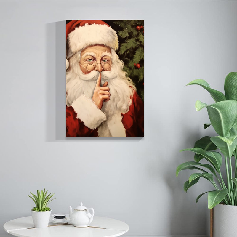 Toile de Noël, art mural, impressions du père Noël sur toile pour le salon, H 24 po x l 36 po