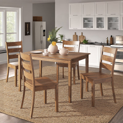 Alexa-Mae 4 - Person Rubberwood Solid Wood Dining Set