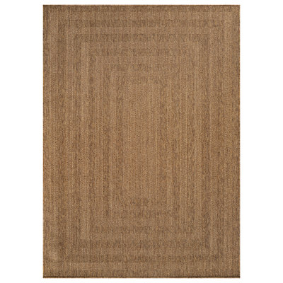 Geometric Natural/Jute Easy-Care Indoor/Outdoor Flat Woven Area Rug