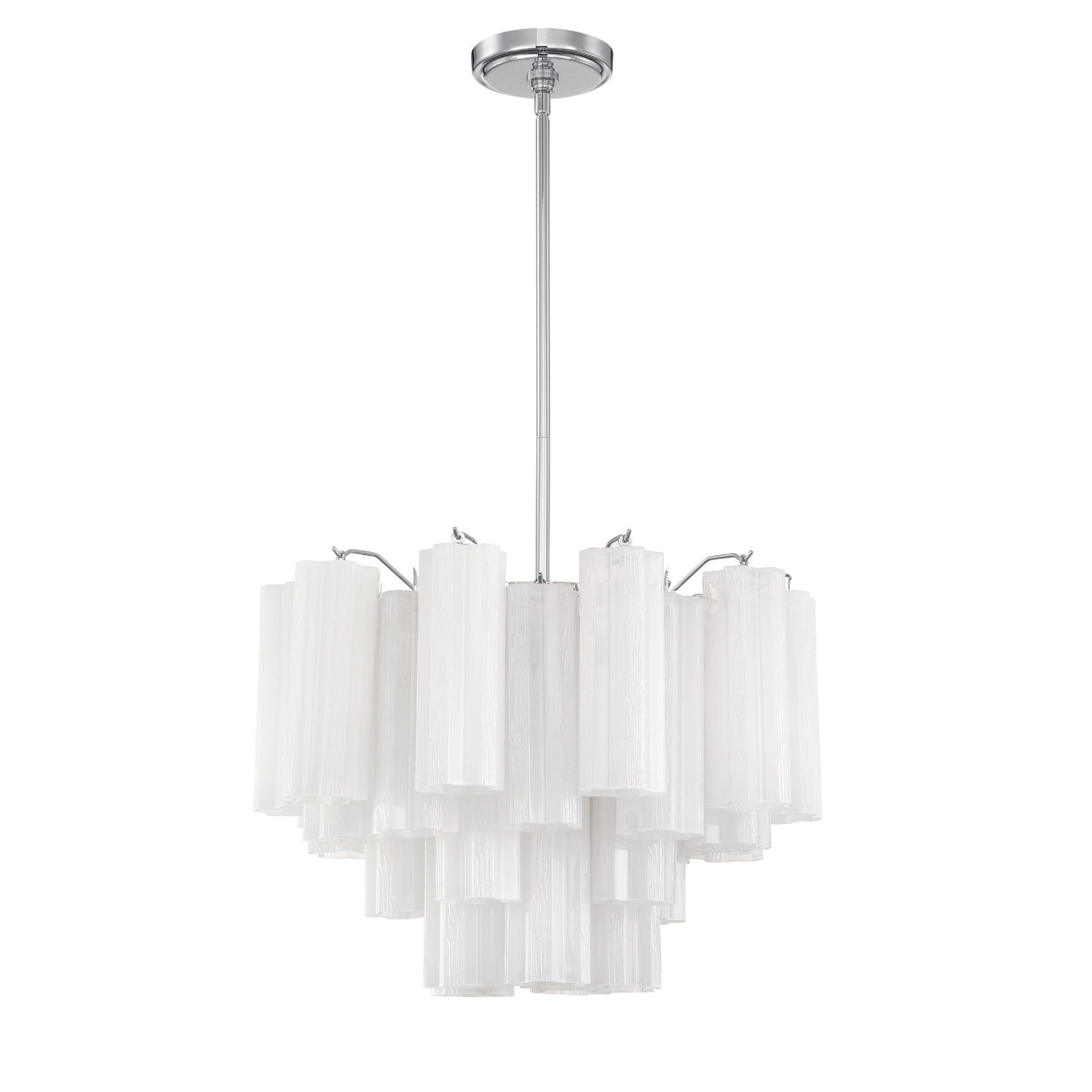 Arras 9-Light Chandelier, 14" H x 19.75" W x 19.75" D, Milk White, Polished Chrome