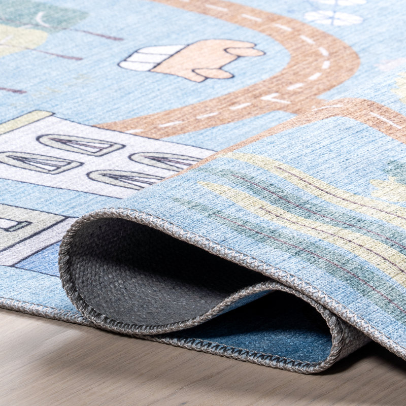 Chalea SpinClean Kids Town Machine Washable Area Rug, Rectangle 4' x 6'