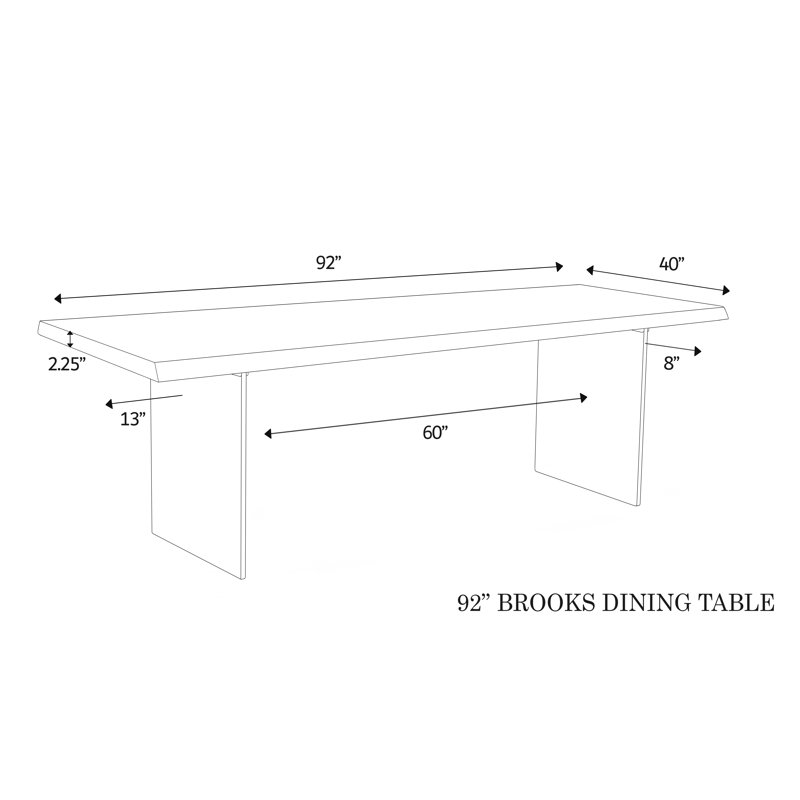 Brooks Solid Wood Dining Table, 29.75"H x 92"L x 40"W, Sandblasted Gray