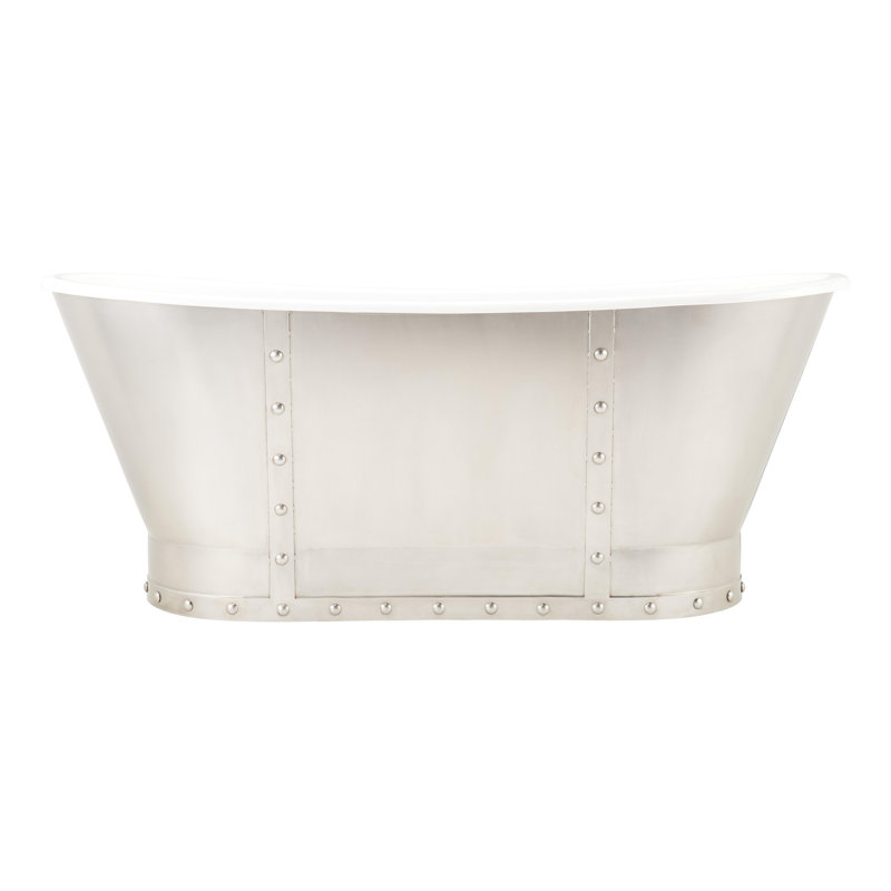 Brayden 68" Cast Iron Soaking Freestanding Tub with Included Overflow Drain, Black