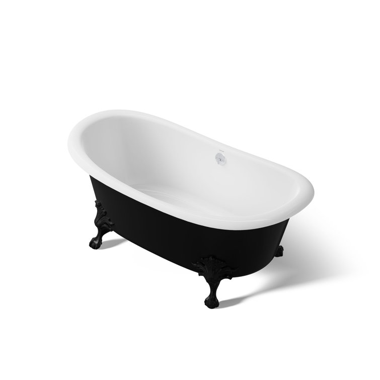 Baignoire autoportante 66 po. X 33 po. Artifacts avec extérieur en fer noir