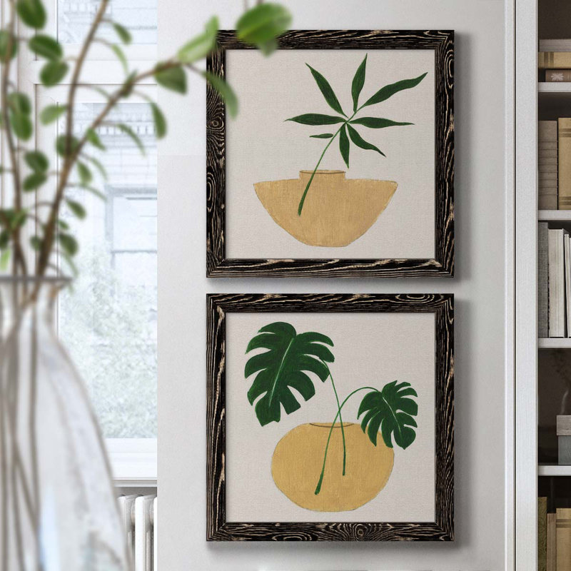 Simple Nature I - Ensemble de 2 peintures sur toiles encadrées, H 17 po x l 34 po x P 1,5 po, Cadre noir