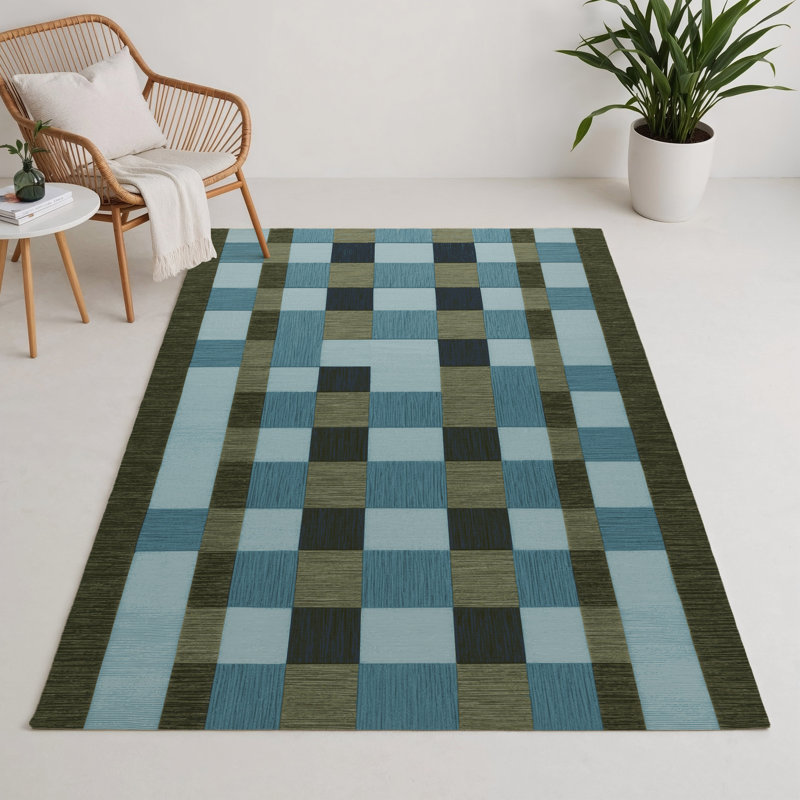 Tapis d'intérieur et d'extérieur à carreaux gris, Rectangulaire 3 pi x 5 pi