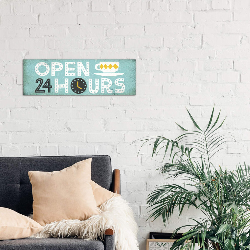 Retro Diner (open 24 Hours Ii) by Michael Mullan - Wrapped Canvas Panoramic Print, 30.48 cm H x 91.44 cm W x 1.91 cm D