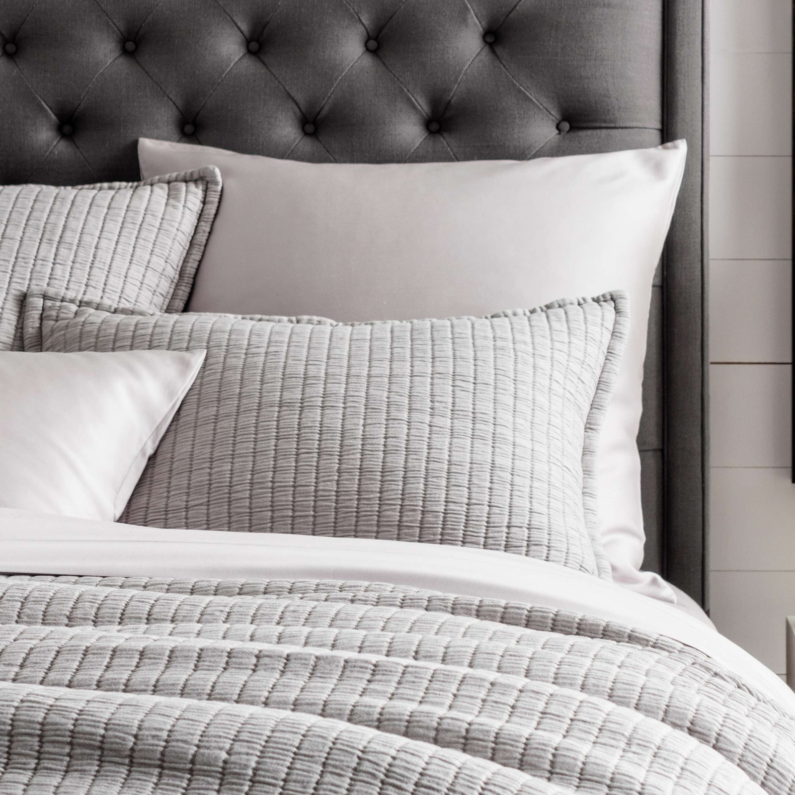 Boyfriend Cotton Shams, Euro, Gray