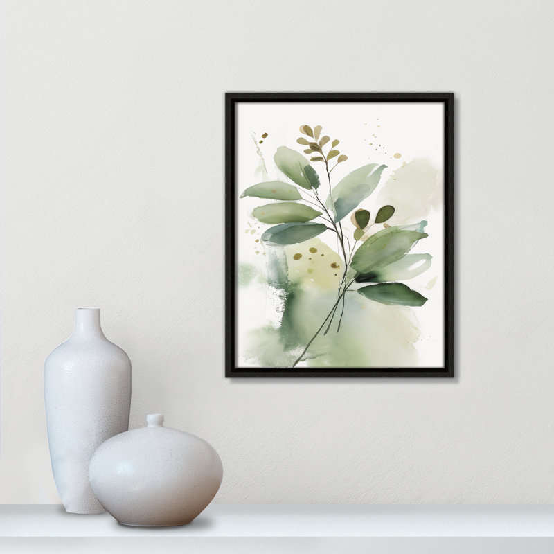 «Greenery Serenade I» par Irena Orlov, Toile avec cadre, L 12,5 po x H 15,5 po, Espresso Floater