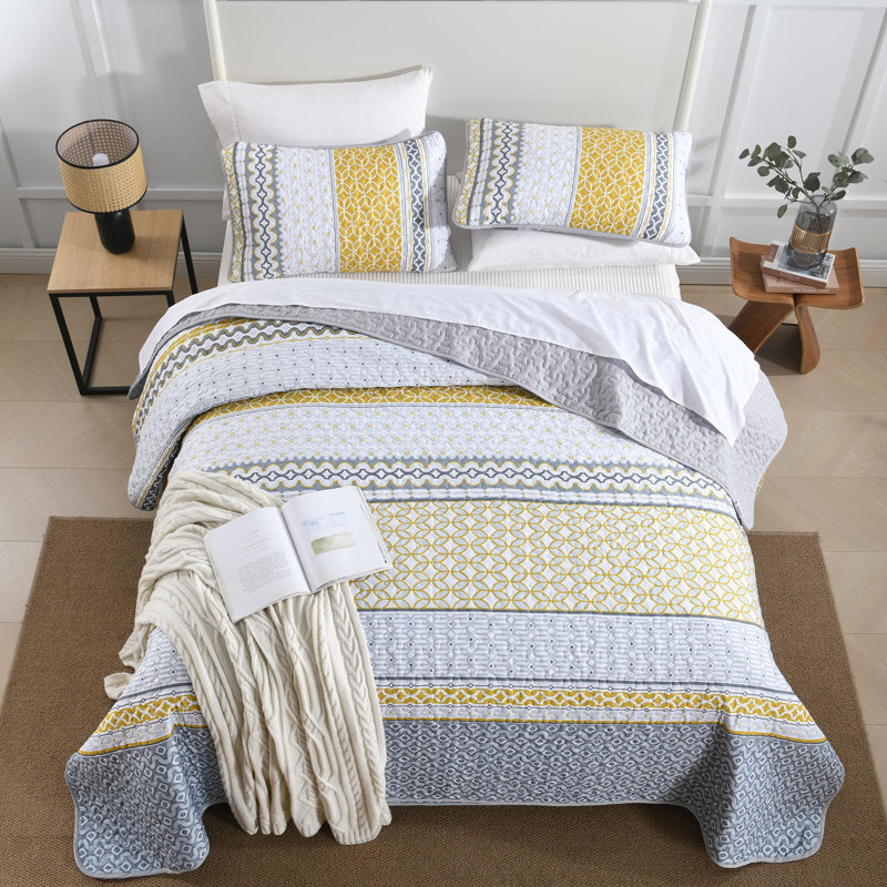 Ensemble de 3 ensembles de courtepointe Boho, Courtepointe pour lit grand + deux taies décorati