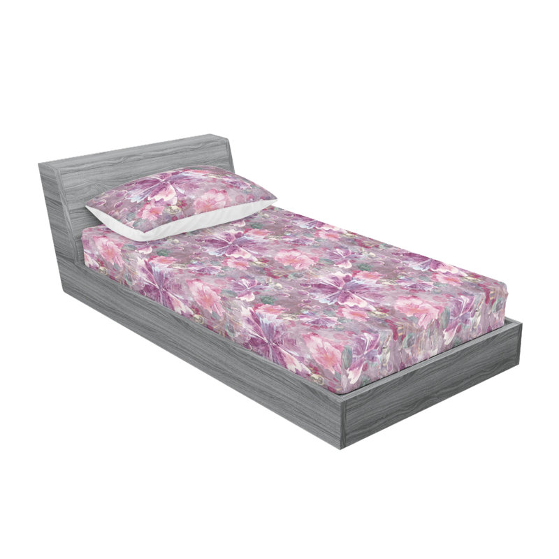 Drap-housse et taies décoratives Ambesonne, Magenta foncé, rose pâle / floral