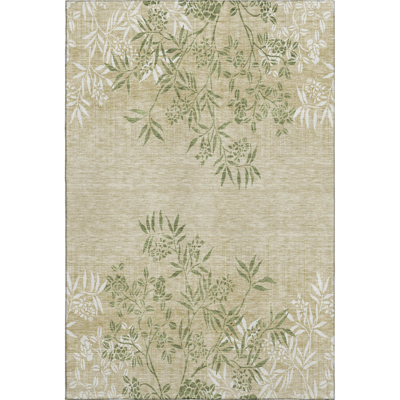 Premium Machine Washable Prisco Khaki Rug, Rectangle 9' x 12'