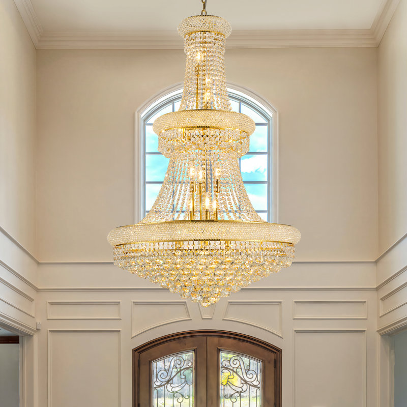 32-Inch Crystal Chandelier Lighting For Dining Room Modern Luxury K9 Bedroom Crystal Chandelier Ceiling Light French Empire 21 Lights