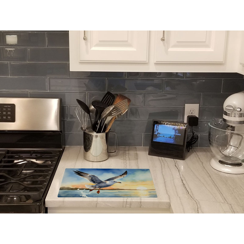 Gull Flying Low Glass Cutting Board