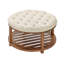 Grande table basse ronde avec repose-pieds, table basse capitonnée de 31,9 pouces avec rangement en bois massif, repose-pieds rembourré en lin massif pour le salon de la chambre à coucher, 350 lb, couleur lin
