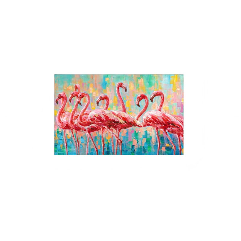 A Flock of Pink Flamingo Canvas Support