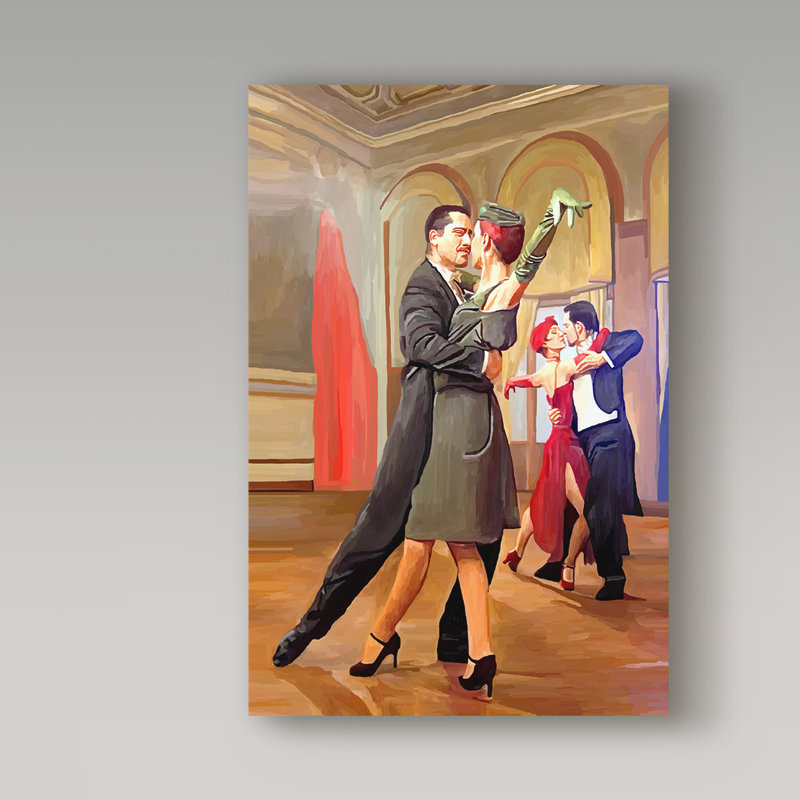 «Dance with Me», reproduction de peinture à l'huile sur toile tendue, H 19 po x l 12 po